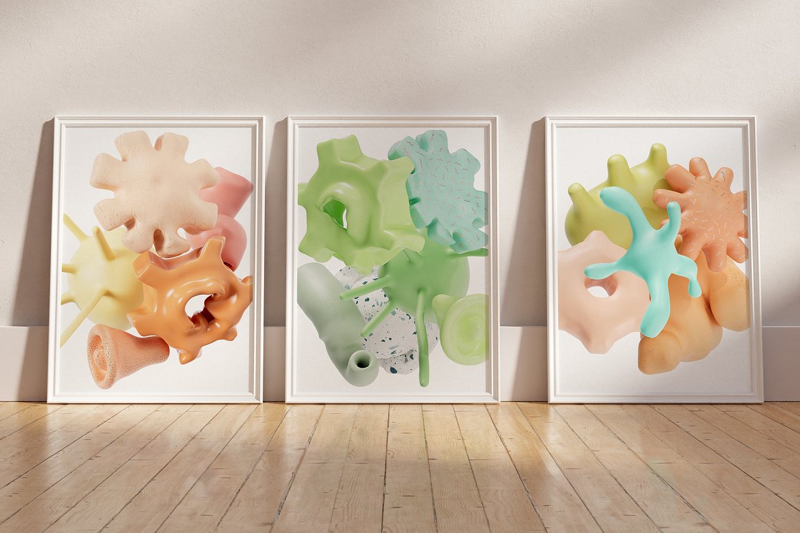 梦幻色彩柔软抽象3D艺术形状海报设计高分辨率免扣传单海报PNG设计素材（8089）图层云