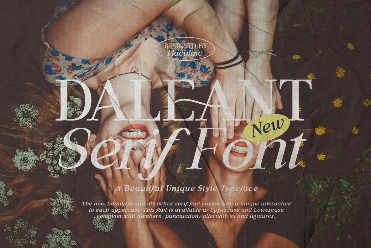 英文字体：现代奢华优雅艺术花体杂志标题排版衬线字体 Daleant（9159）
