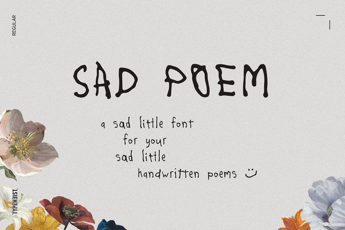 英文字体：悲伤艺术作品配图阴郁涂鸦手绘线条笔迹字母字体 Sad Poem Messy Handwriting Font（9431）