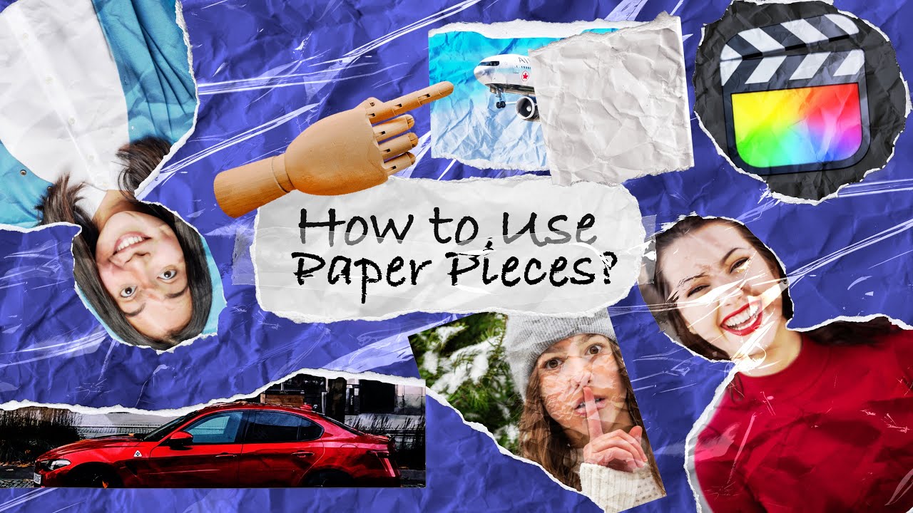 FCPX插件：50种创意趣味纸张标题贴纸撕纸转场拼贴定格动画效果 Paper Pieces（9433）图层云