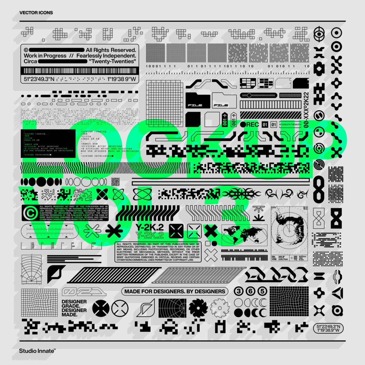 潮流复古酸性机能未来科幻嘻哈工业风图标图形矢量设计素材  Lockup Vector Pack. Vol3 by Studio Innate（9545）