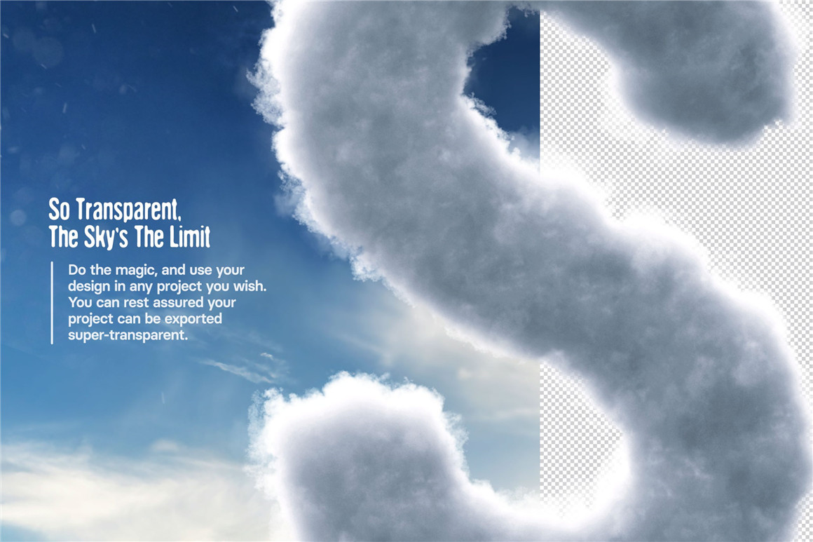 超酷真实质感云层云彩云朵云端3D立体英文数字字体PS动作设计素材 Hyper Cloudy – Realistic Cloud Effect for Texts and Logos（9553）图层云