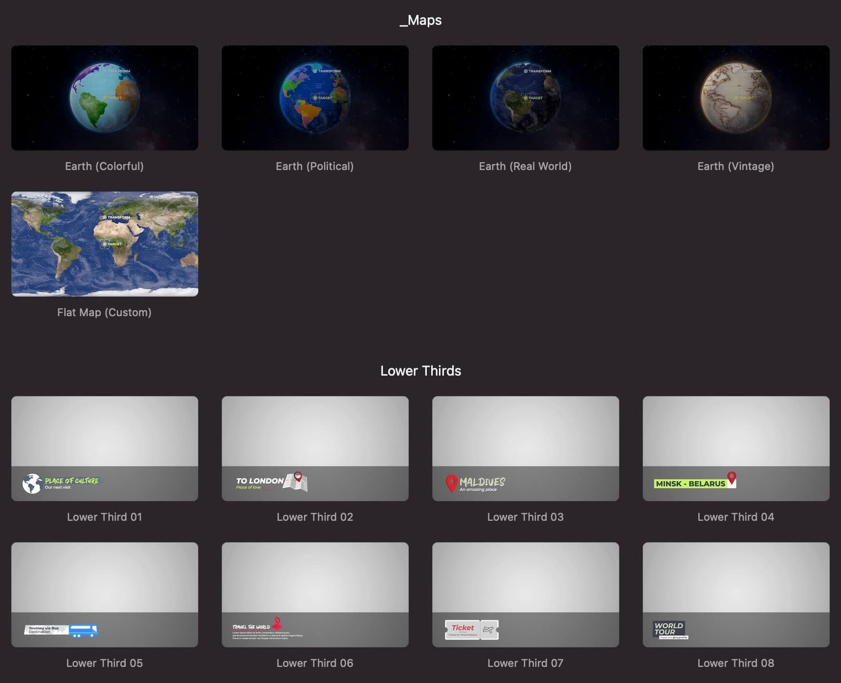 FCPX插件：旅行地图路线坐标旅拍Vlog视频元素包 Globe Trotter 2.0（9782）图层云