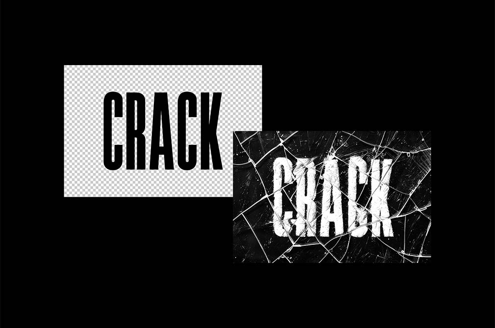 复古玻璃碎裂裂痕文本标题设计叠加特效PSD样机CRACKED GLASS TEXT EFFECT（9801）图层云