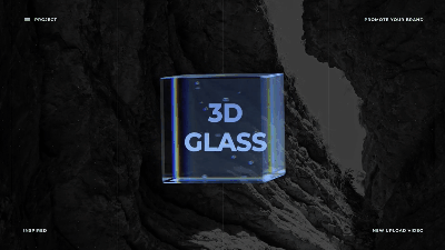 AE模板：潮流逼真透明水晶玻璃3D立体品牌徽标LOGO设计模板（9927）
