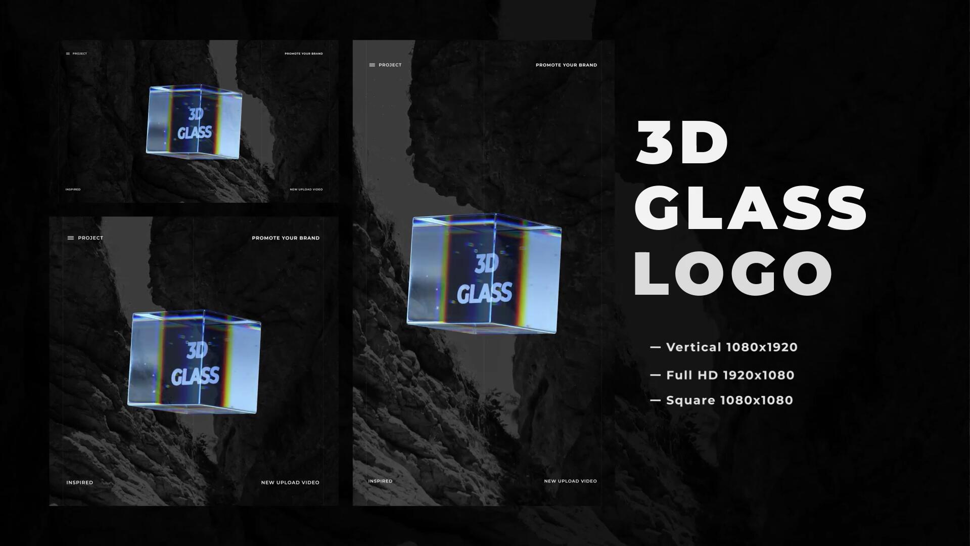 AE模板：潮流逼真透明水晶玻璃3D立体品牌徽标LOGO设计模板（9927）图层云