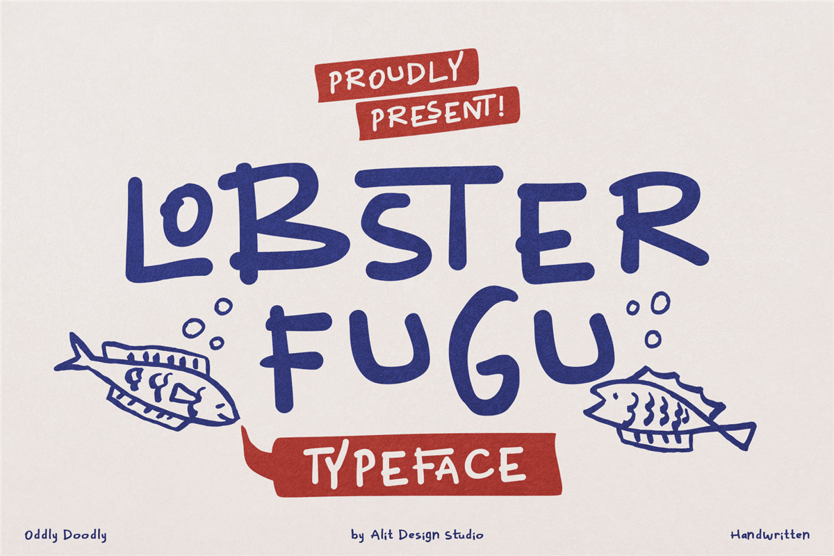 英文字体：80年代复古逆反差卡通俏皮标题logo标签设计粗体衬线英文字体安装包 Lobster Fugu Font（9931）