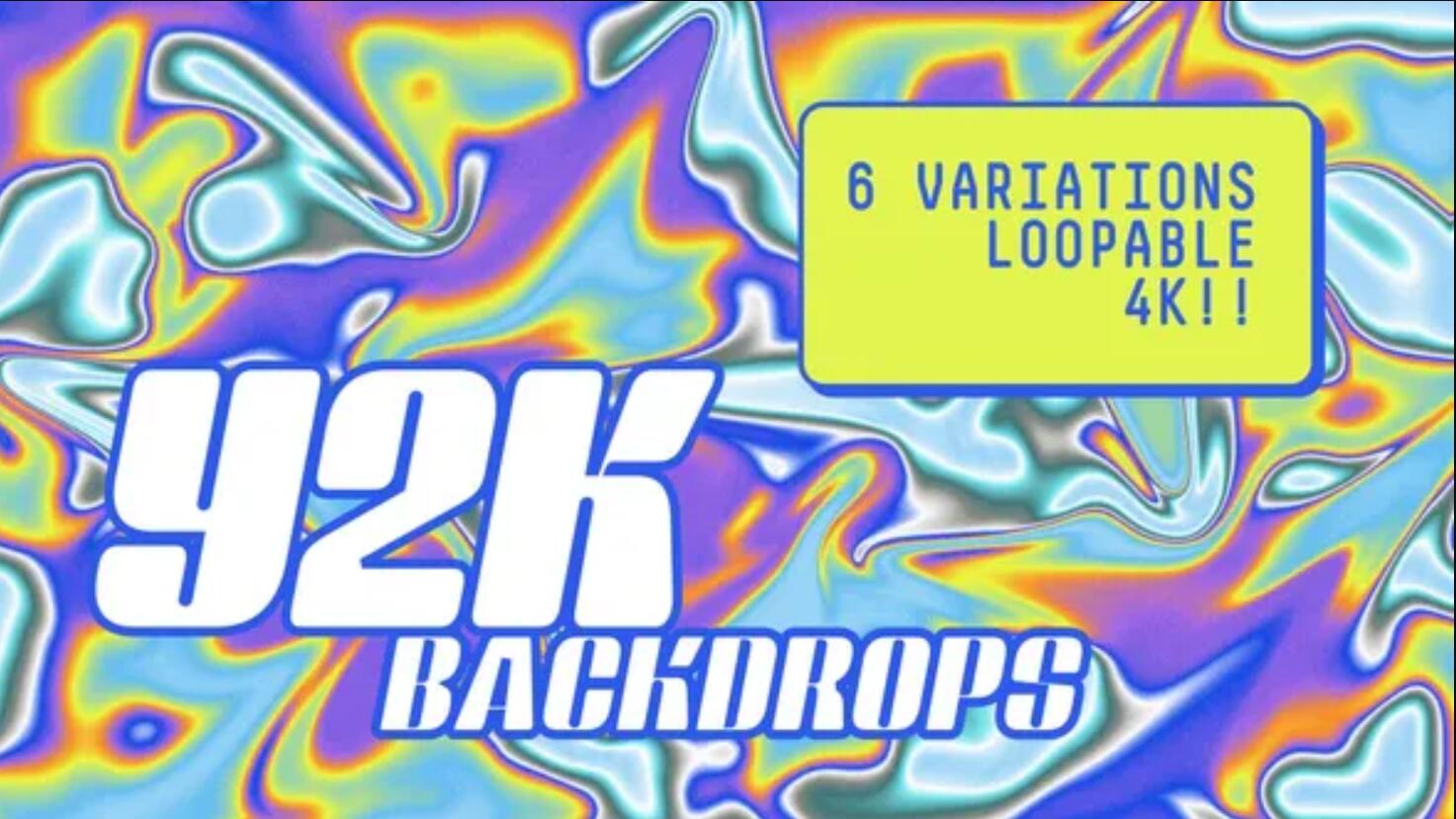 复古美学Y2K风格酸性全息霓虹色调流体背景VJ视频素材（10050）