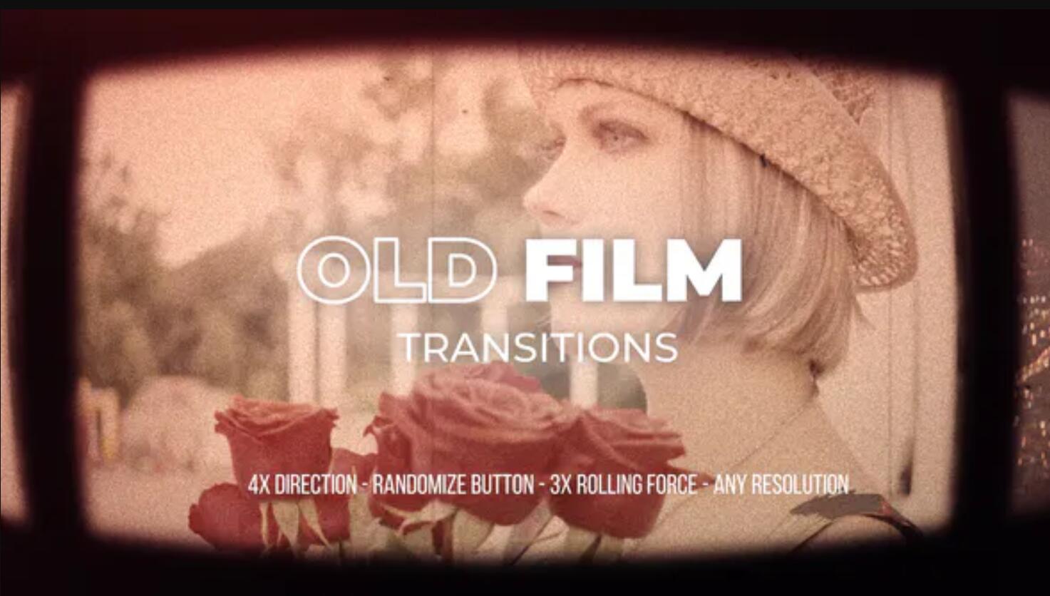 达芬奇预设：复古老式电影放映机胶片感漏光闪烁灰尘划痕转场过渡 Old Film Transitions（10136）