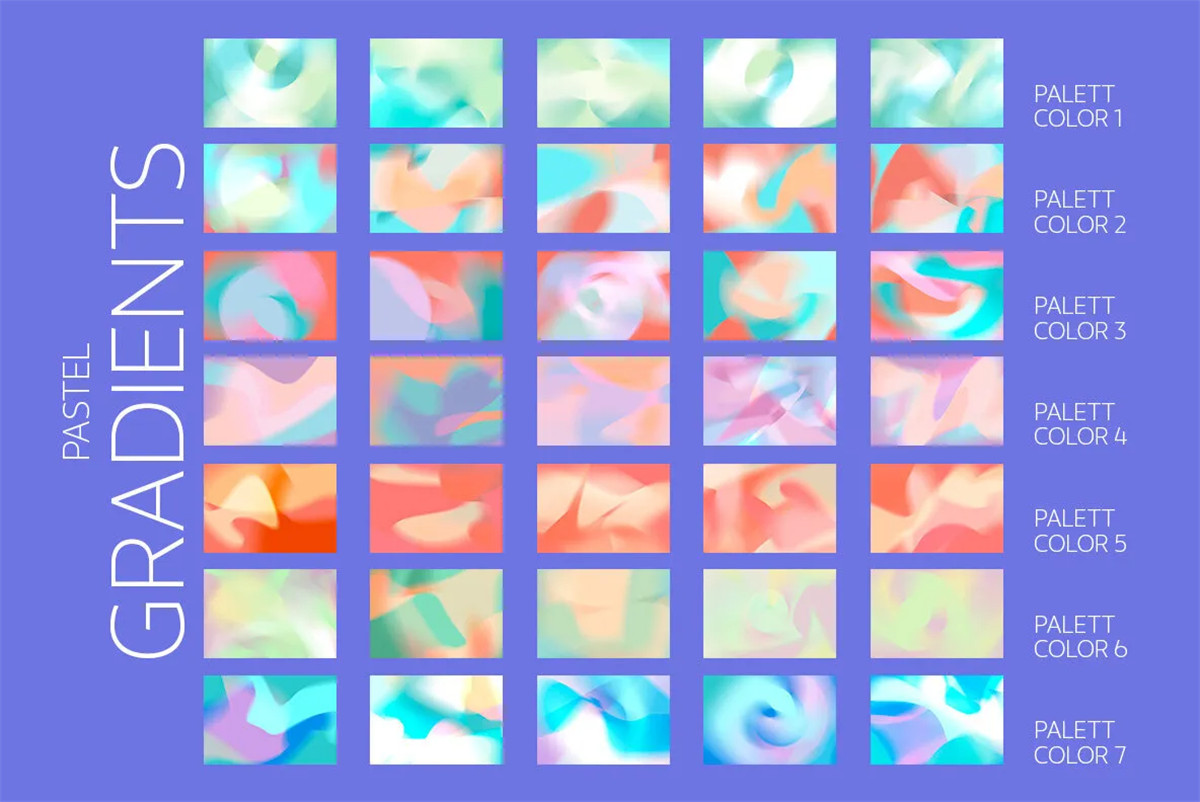 35款潮流柔和多彩渐变模糊颗粒纹理PNG/JPG格式海报包装背景图设计素材 Pastel color gradient collection（10154）图层云