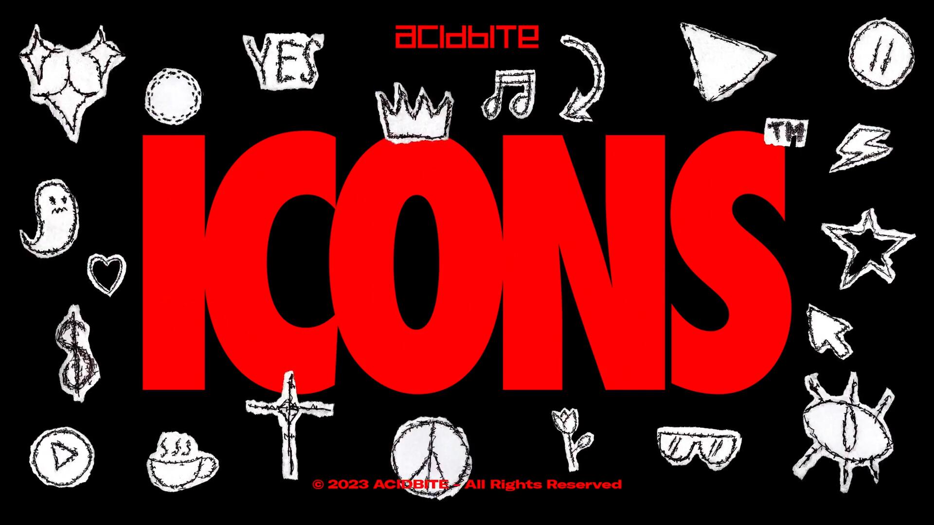 AcidBite - Icons 80个混合美学街头手绘贴纸涂鸦符号图标定格动画视频素材（10156）图层云