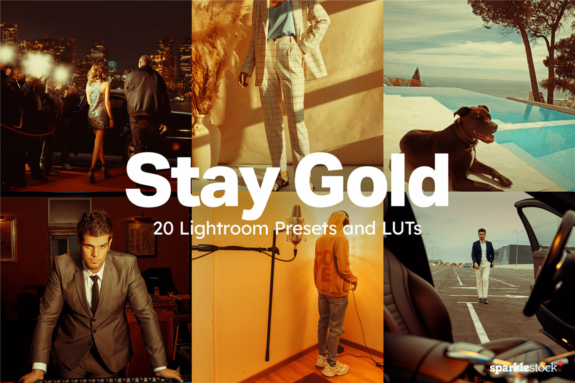 温暖豪华金色色调黄金时段摄影人像旅拍摄影LUT+LR调色预设 20 Stay Gold Lightroom Presets（10178）图层云
