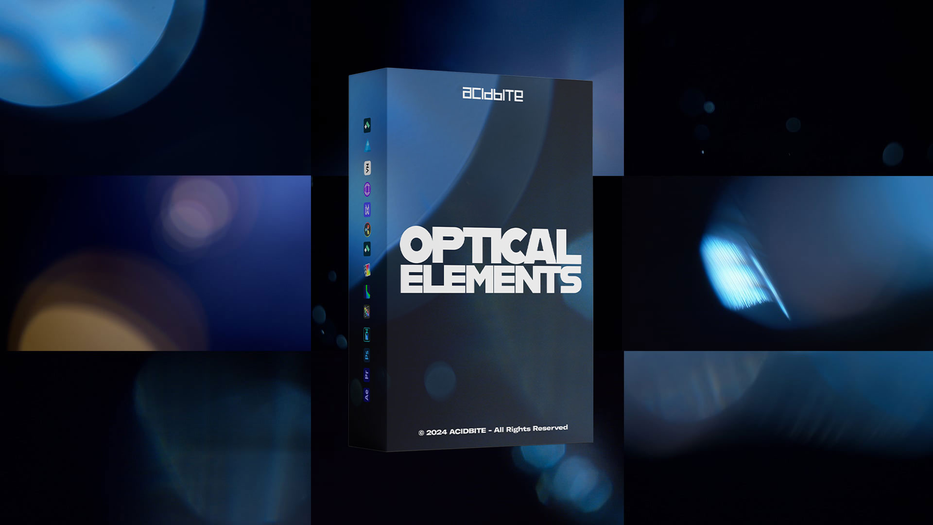 Acidbite OPTICAL ELEMENTS 68种电影级镜头光学冷光耀斑折射失真效果4K视频素材包（10217）