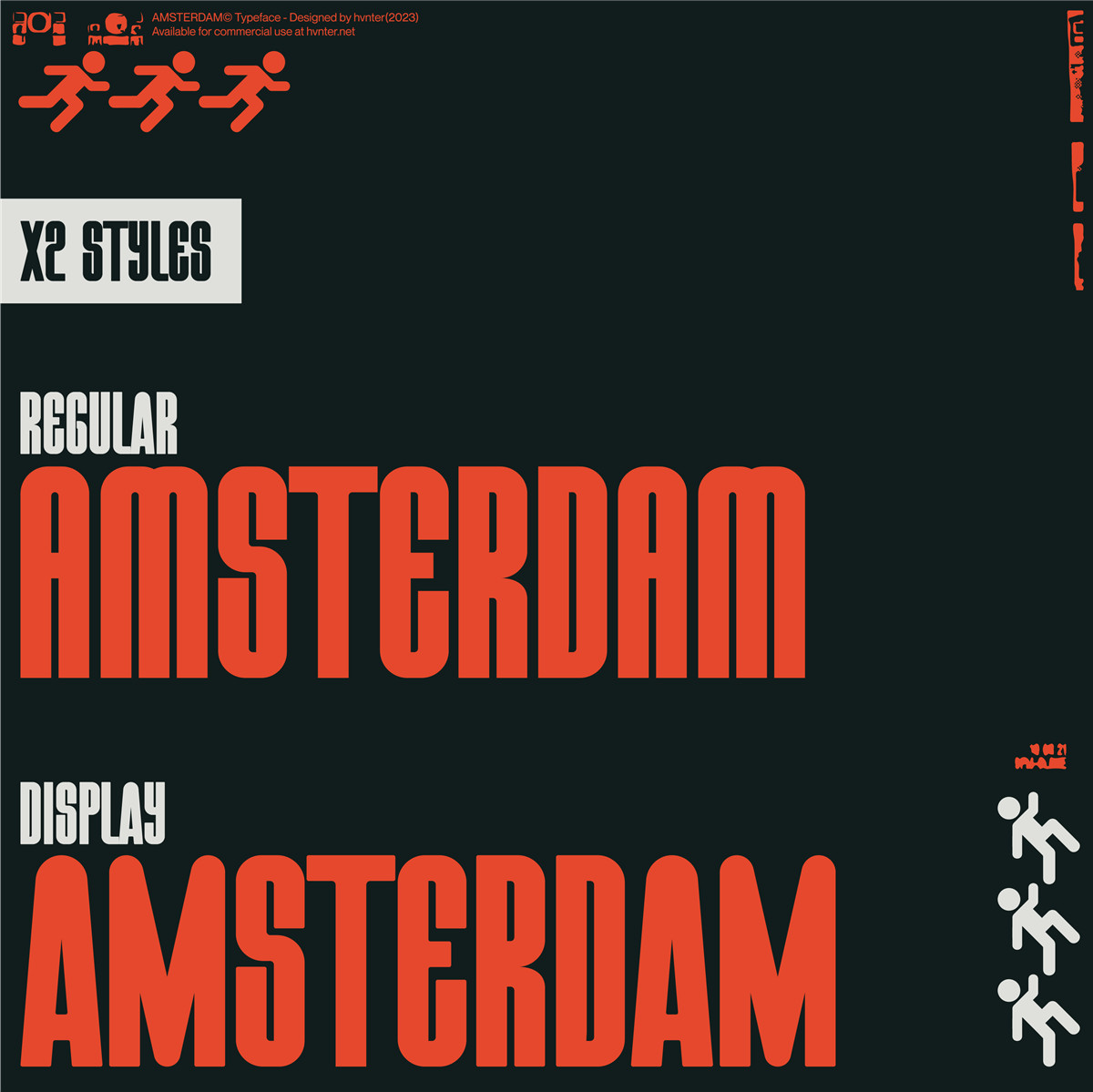 英文字体：科技未来赛博朋克机能标题排版logo装饰无衬线字体 HVNTER - AMSTERDAM（10241）图层云