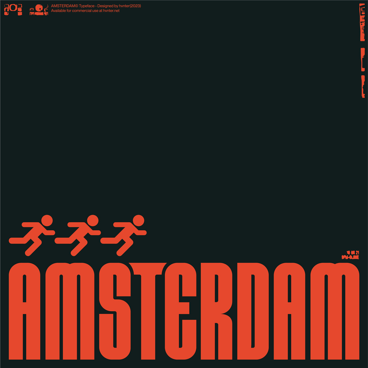 英文字体：科技未来赛博朋克机能标题排版logo装饰无衬线字体 HVNTER - AMSTERDAM（10241）图层云