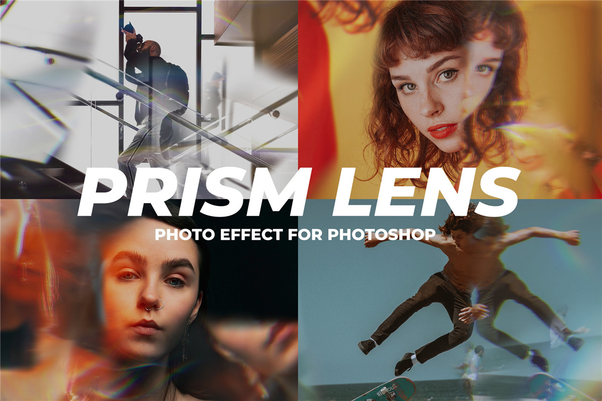 梦幻棱镜电影风格反射万花筒效果照片图像处理PS动作效果 Prism Lens Photo Effect for Photoshop（10261）