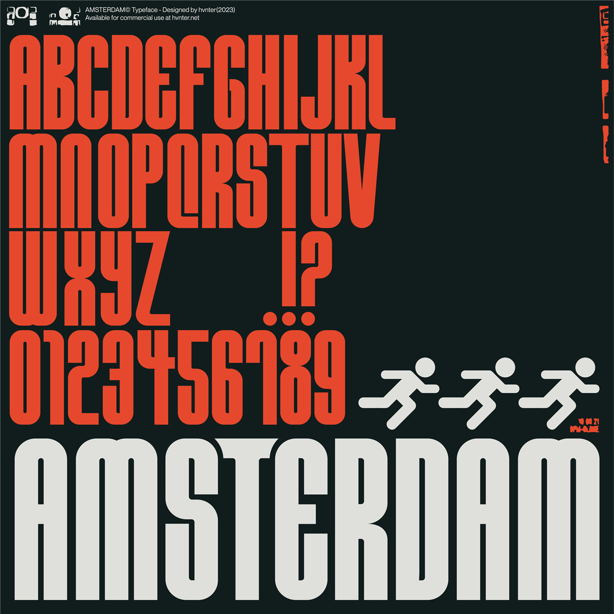 英文字体：现代优雅艺术圆角几何风格海报包装标题LOGO设计无衬线英文字体 AMSTERDAM Typeface（10267）