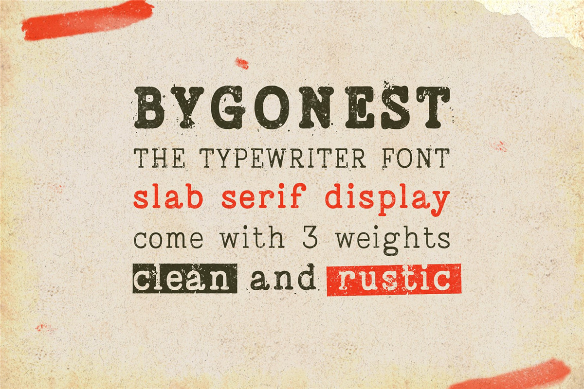 英文字体：复古老式喷墨打字机效果Logo标题衬线英文字体素材 Bygonest – Old Typewriter Font（10281）图层云