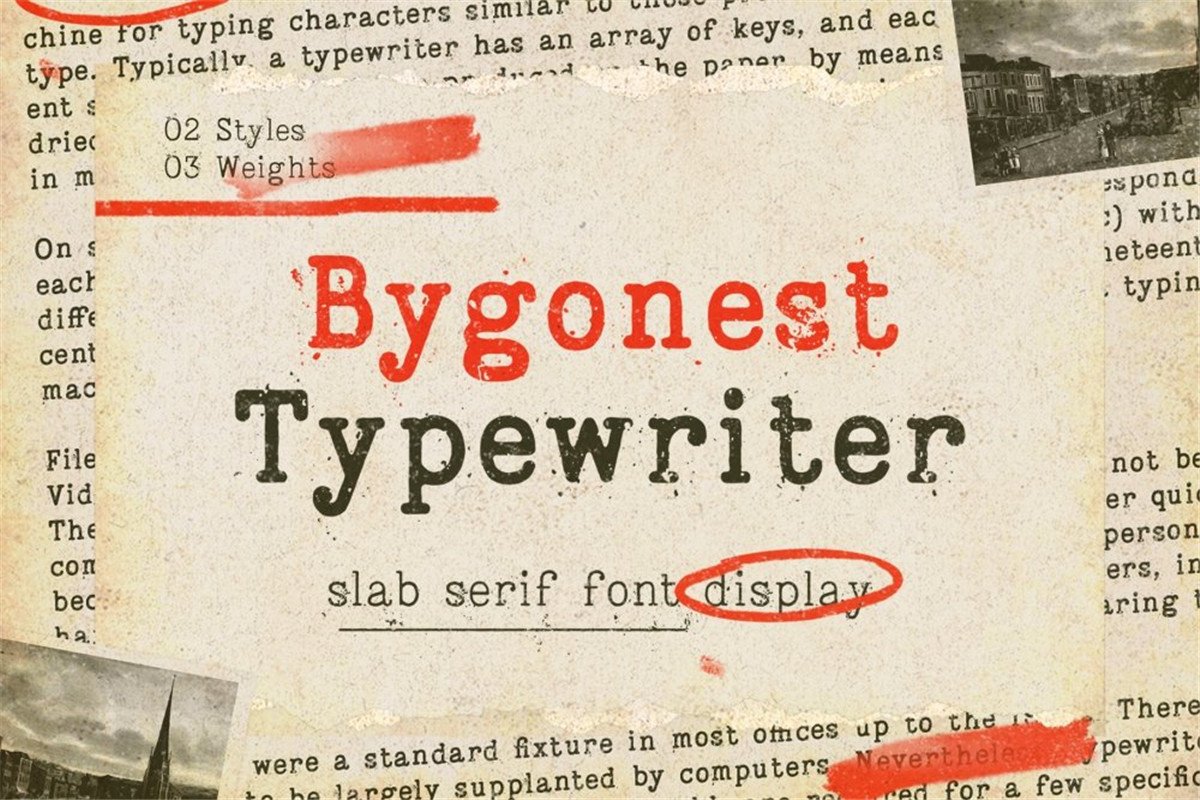 英文字体：复古老式喷墨打字机效果Logo标题衬线英文字体素材 Bygonest – Old Typewriter Font（10281）