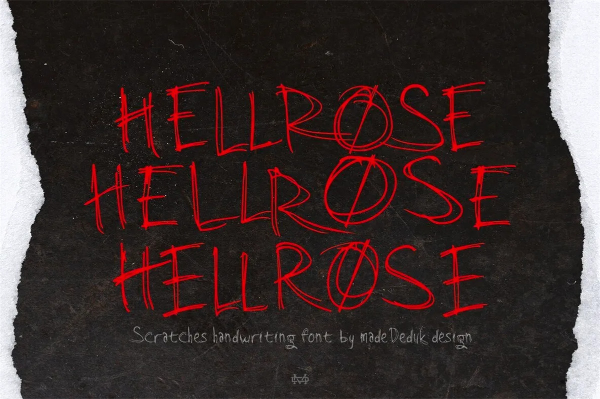 英文字体：复古仿旧涂鸦手绘线条笔触感海报标题排版字体包 Hellrose（10417）图层云