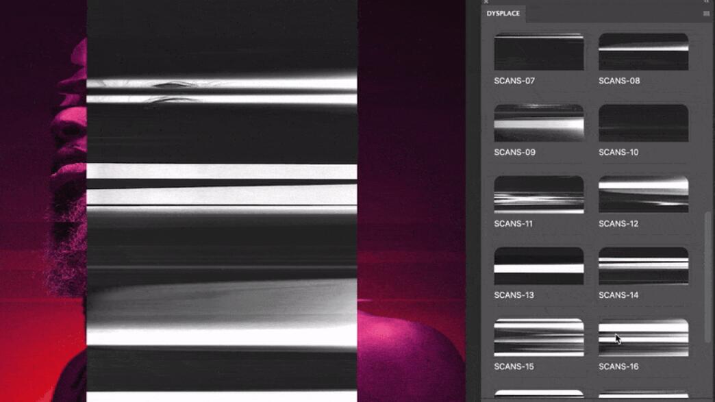 复古抽象艺术创意扭曲流体印刷置换特效PS插件 DYSPLACE – Displacement Photoshop Plugin（10419）图层云