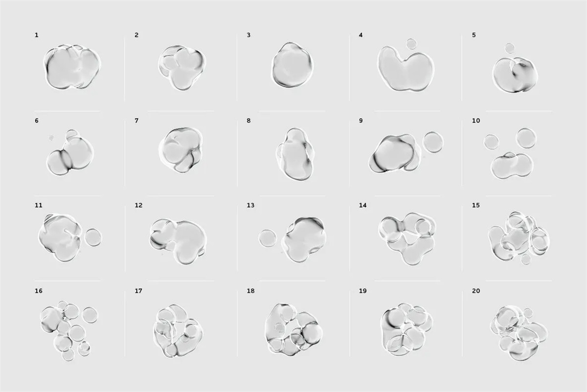 透明液体3D气泡流体玻璃扭曲变形文本标题置换特效PSD样机套装 Glass Mass Distortion Shapes（10423）图层云