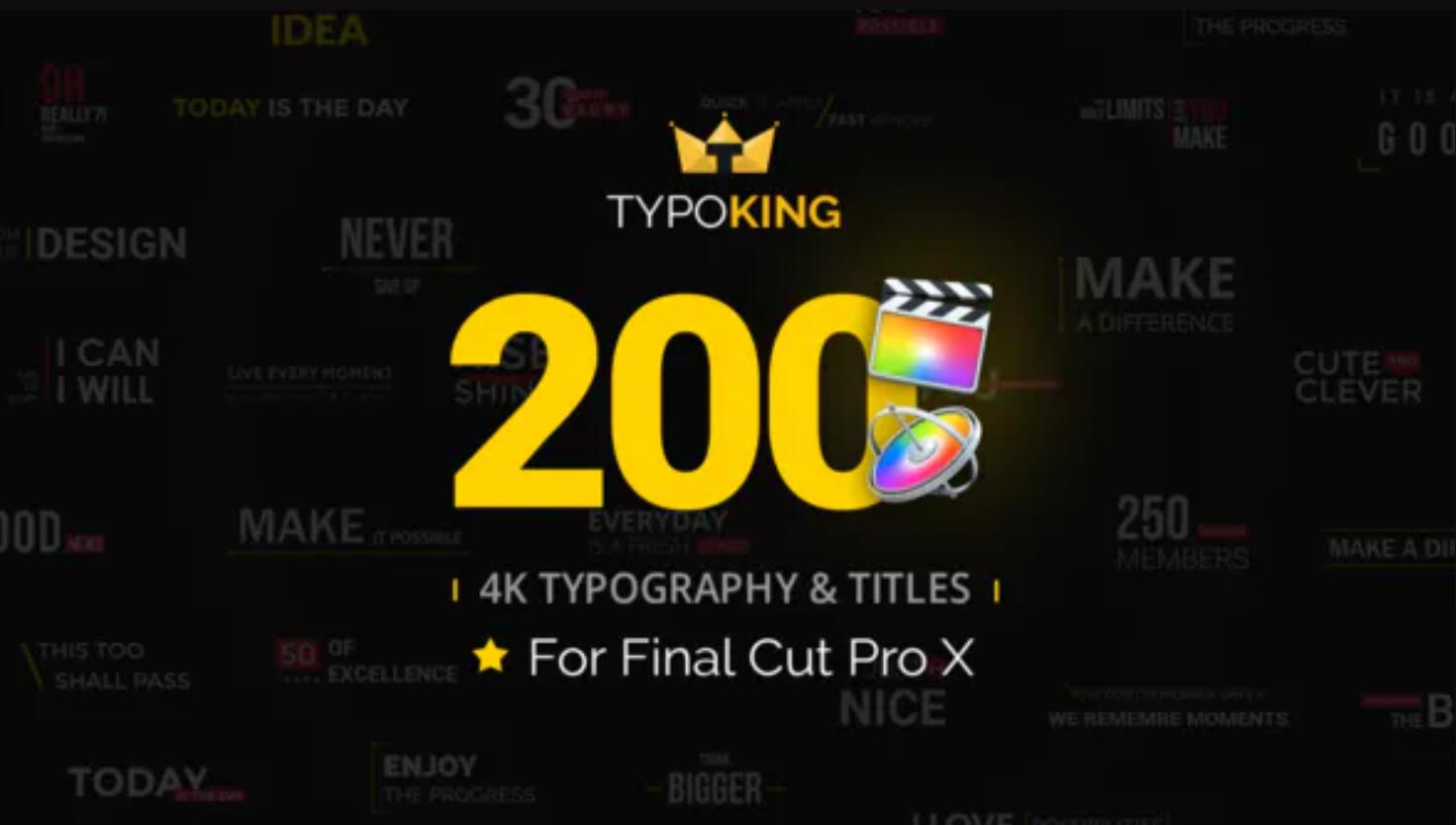 FCPX插件：200个简洁迷你商务文字标题排版字幕弹跳动画 TypoKing - Animated Titles for Final Cut Pro X（10457）