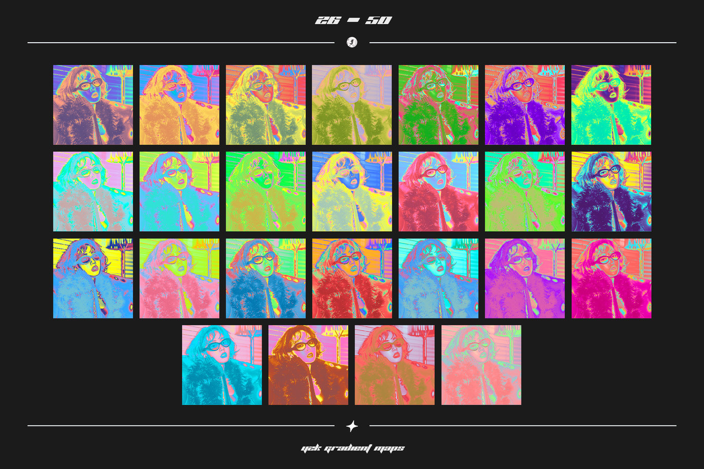 50款复古Y2K美学艺术彩虹色弥散光活力未来PS渐变预设套装 Y2K Gradient Maps（10463）图层云