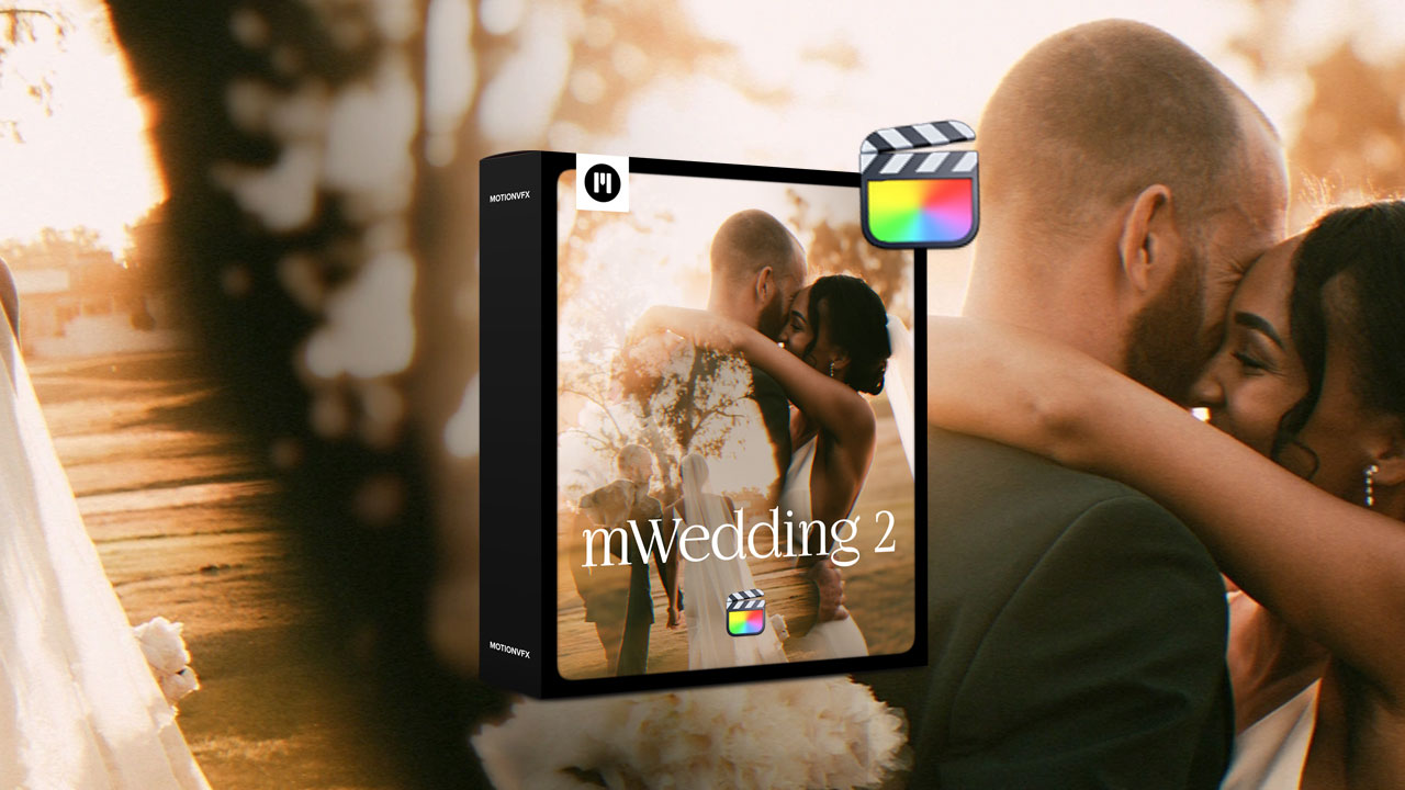 MotionVFX – mWedding 2  复古怀旧美学梦幻优雅婚礼旅拍电影氛围分屏文字排版转场视频效果FCPX插件包（10478）