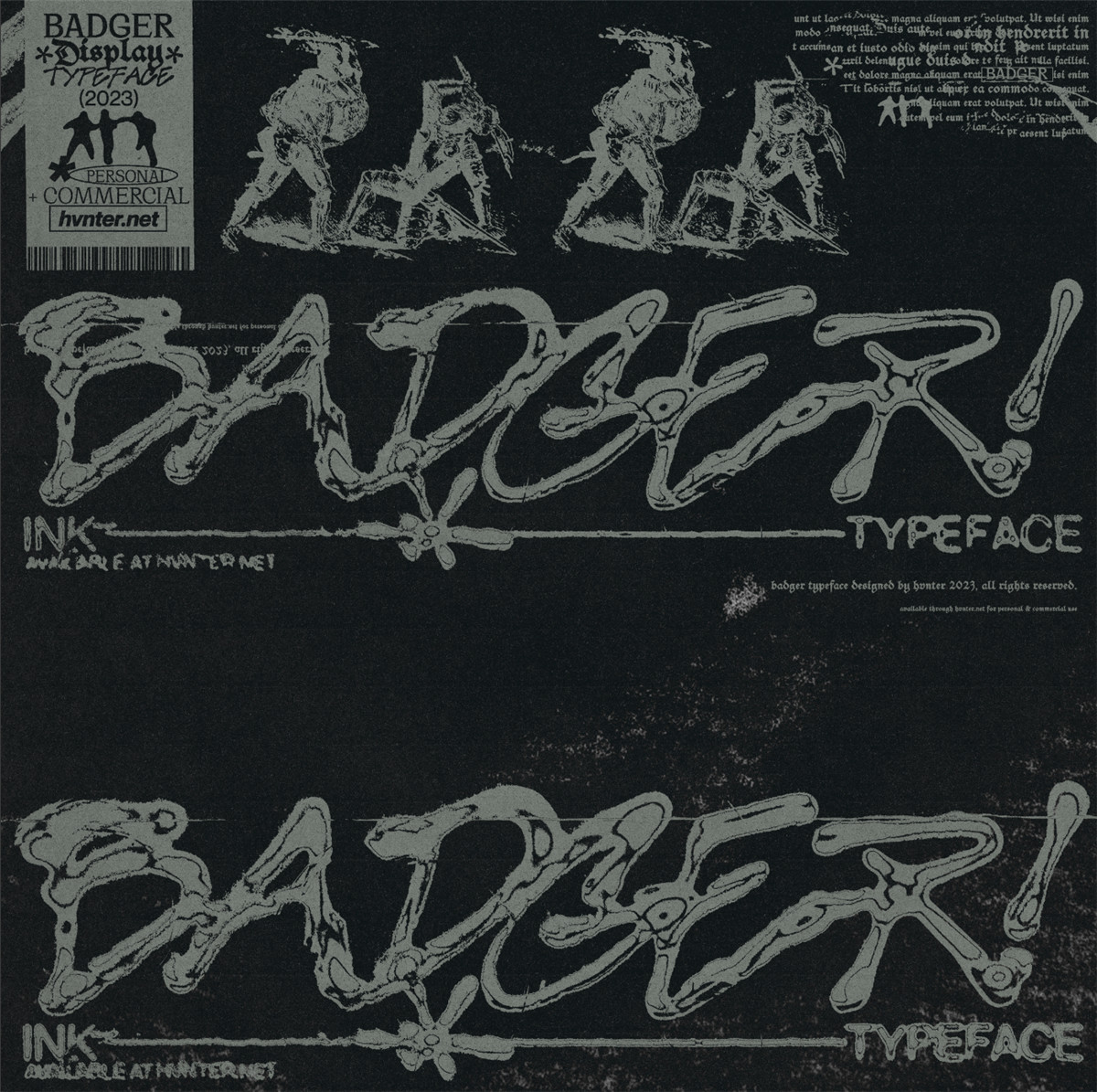 英文字体：复古Y2K抽象手绘涂鸦手写海报标题排版logo艺术字体 BADGER Typeface（10571）