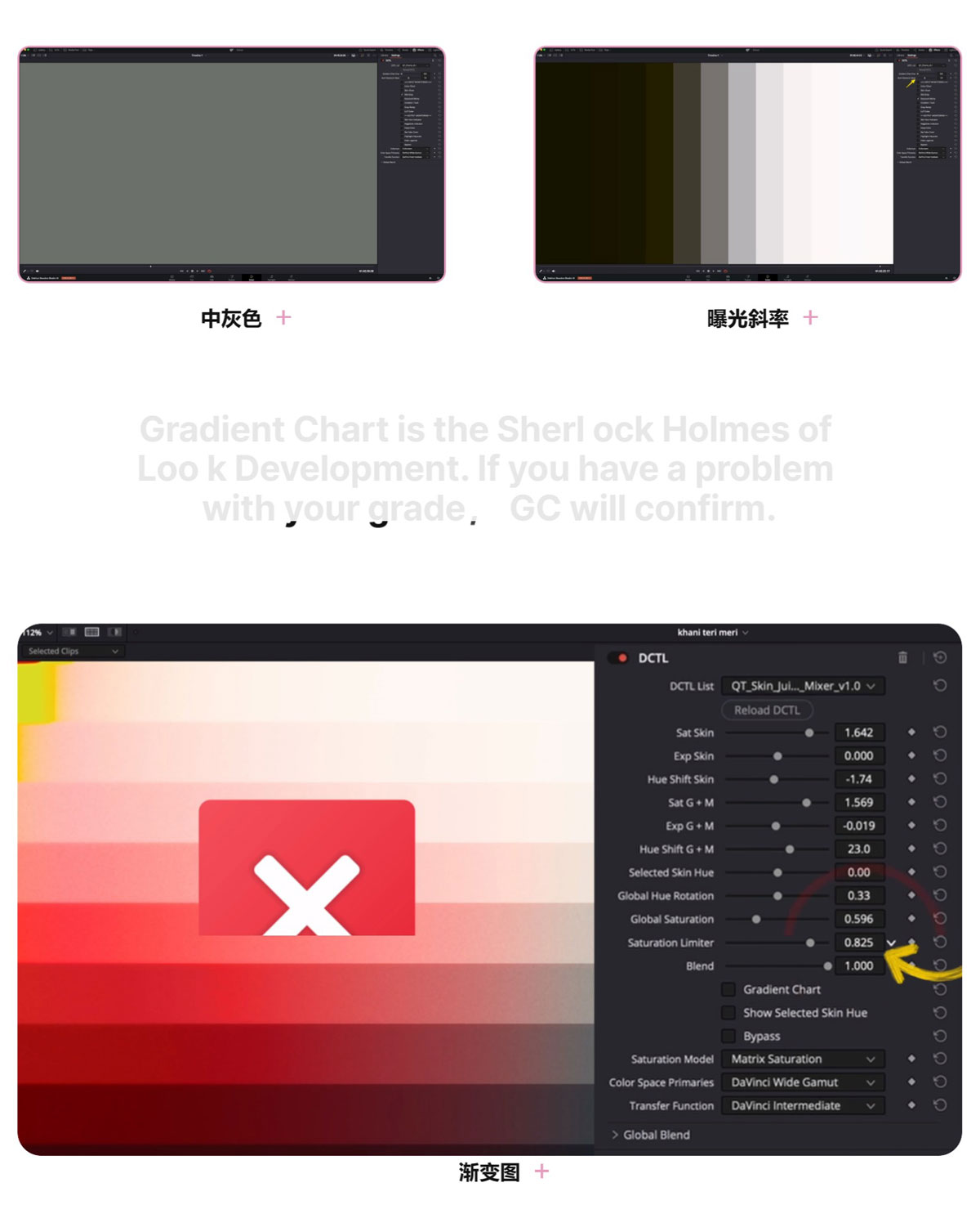 QT Charts — Qazi's Toolkit 达芬奇完美皮肤瑕疵变色修复校正色彩图表DCTL插件（10581）图层云