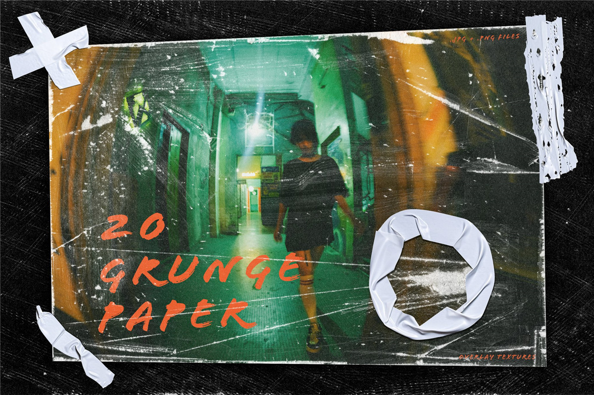 复古灰尘颗粒磨损划痕噪点黑色背景肌理纹理图片设计套装 20 Grunge Paper Overlay Ripped Texture Pack（10631）图层云