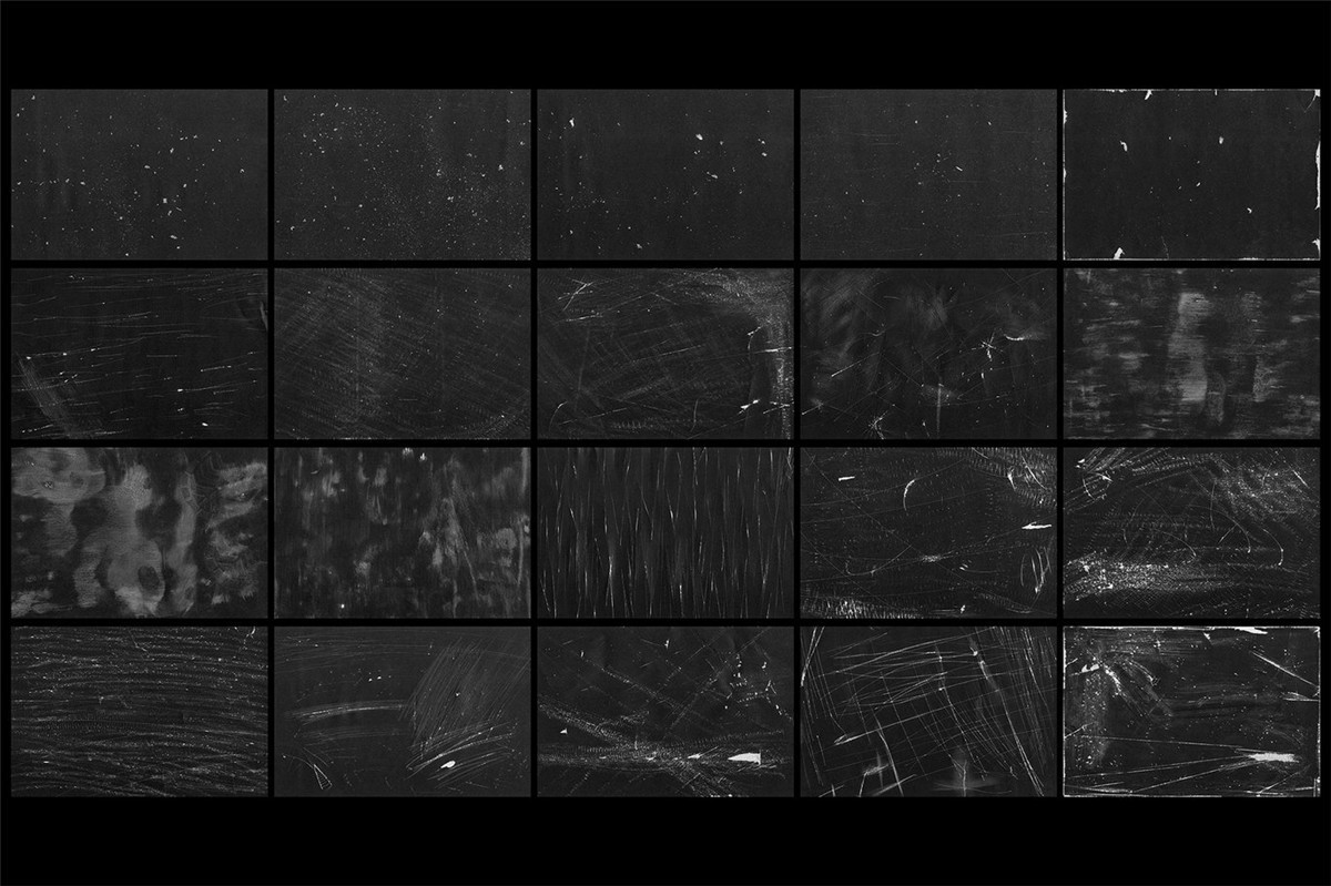 复古灰尘颗粒磨损划痕噪点黑色背景肌理纹理图片设计套装 20 Grunge Paper Overlay Ripped Texture Pack（10631）图层云