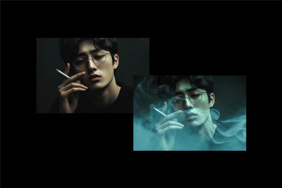 梦幻烟雾雾气照片效果Ps修图特效滤镜样机设计素材 Smoke Photo Effect（10633）图层云