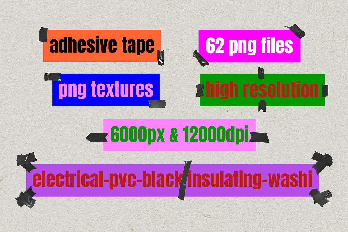 60+复古真实质感电工塑料绝缘胶带胶条遮罩撕裂PNG免扣高清设计肌理纹理元素套装 60+ Adhesive Electrical Tape Pieces（10688）图层云