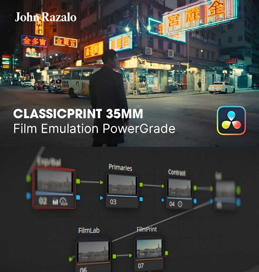 ClassicPrint 35mm Film Emulation PowerGrade V3.5 港风美学经典35mm胶片模拟电影视觉效果色彩分级达芬奇调色节点（10604）