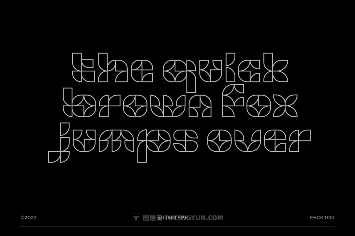 英文字体：8款复古未来主义抽象几何形状艺术英文排版装饰性字体 Fecktor — Modern Art Deco Font（10933）图层云