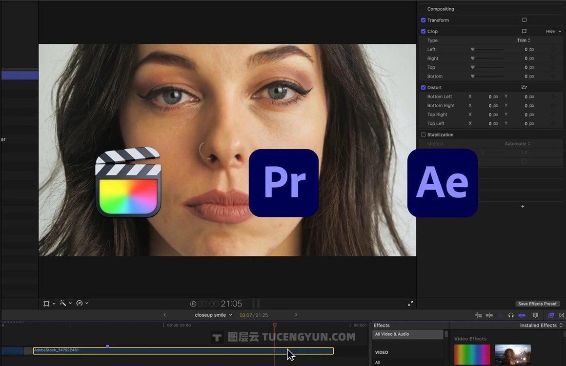 AE/PR/FCPX插件：人脸局部五官美化磨皮跟踪效果工具 Fresh Face（10937）图层云