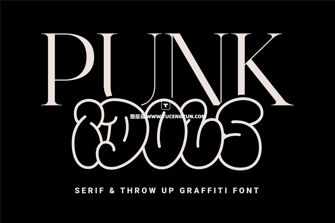 英文字体：趣味Y2K气泡涂鸦复古装饰logo徽标插画手写衬线字体 Punk Idols – Serif & Throw Up Font（11052）图层云