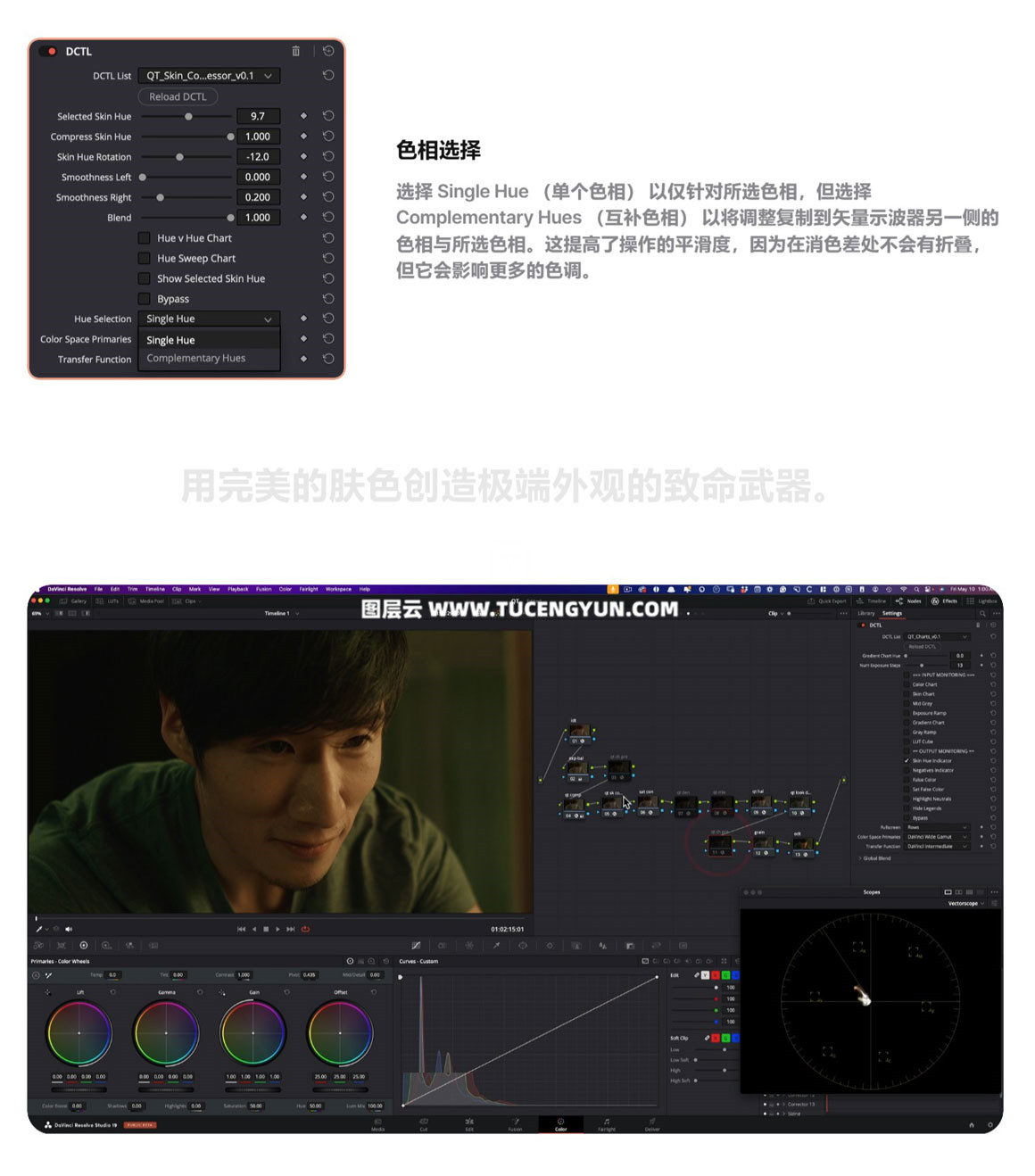 QT Skin Compressor — Qazi’s Toolkit 网飞电影级完美皮肤色调/色相压缩混合调整达芬奇DCTL插件（11075）图层云