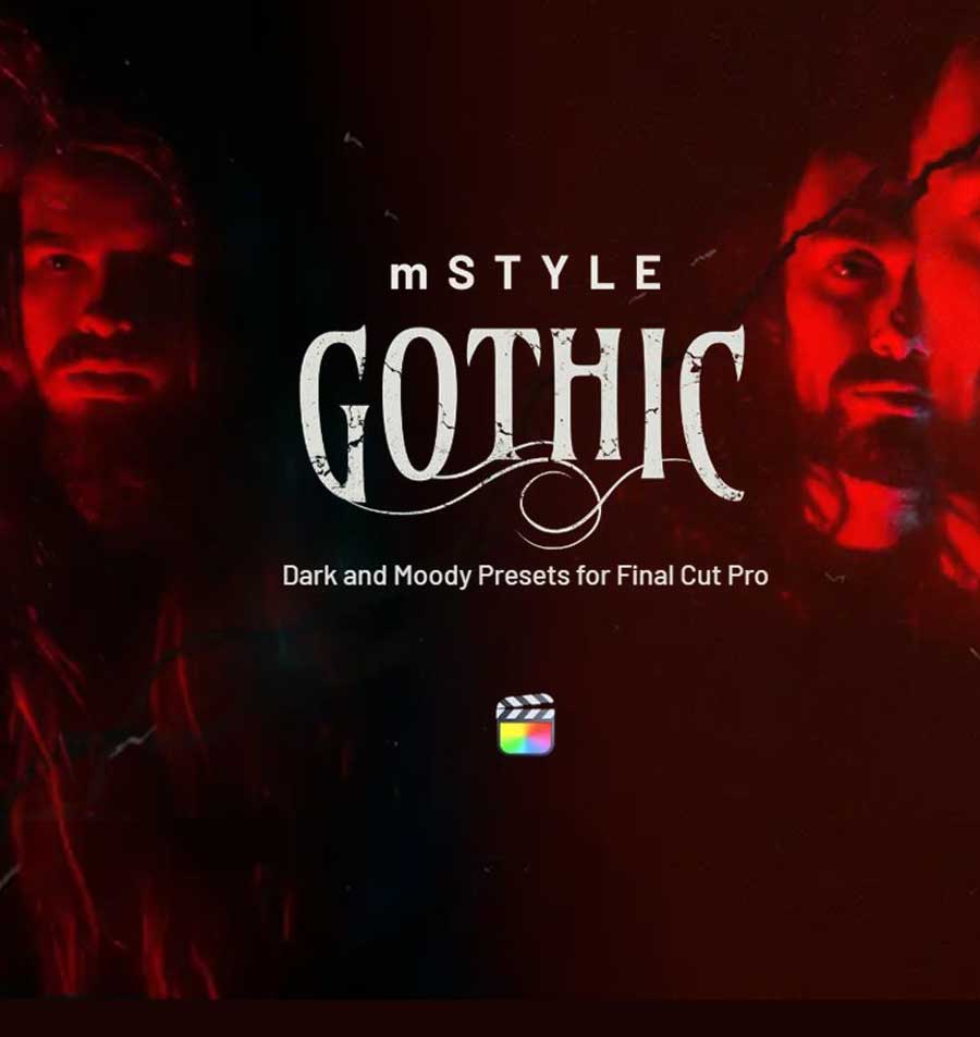 Motionvfx mStyle Gothic 复古黑暗哥特式美学恐怖阴郁艺术剪辑排版转场视觉效果FCPX插件（11111）