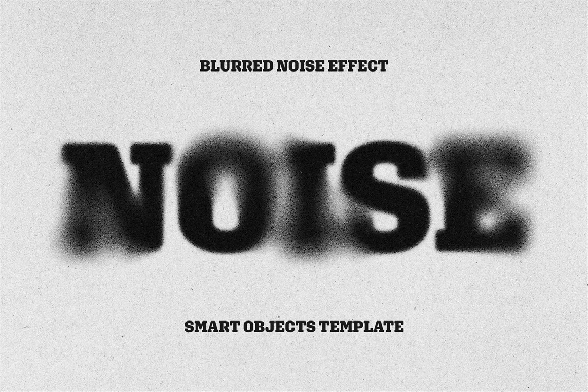 复古模糊抽象艺术颗粒噪点纸张印刷打印文字标题特效PSD样机 Blurred Noise Text Effect（11113）