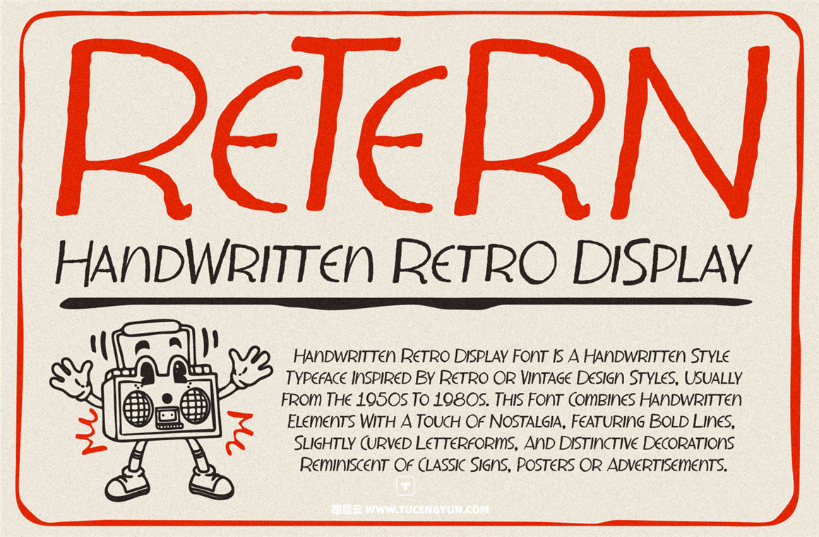 英文字体：复古时尚怀旧品牌杂志婚礼徽标设计手写字体安装包 Retern – Handwritten Retro Display（11129）图层云