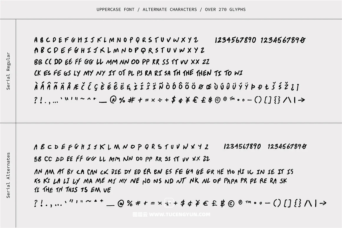 英文字体：真实随性凌乱而逼真混搭手写英文笔迹字体 Serial: A Killer Handwriting Font by TYPEHEIST（11142）图层云