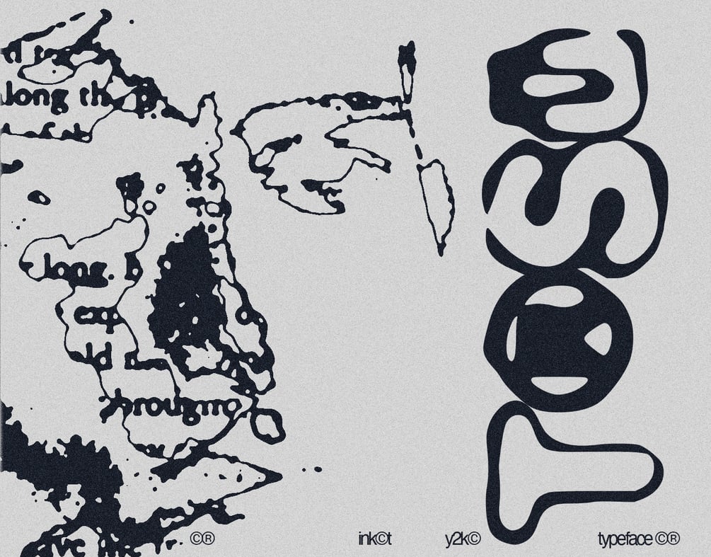 英文字体：复古水墨出血印刷Y2K艺术英文标题排版手写涂鸦装饰性字体 ink©t – Y2k Typeface（11215）图层云