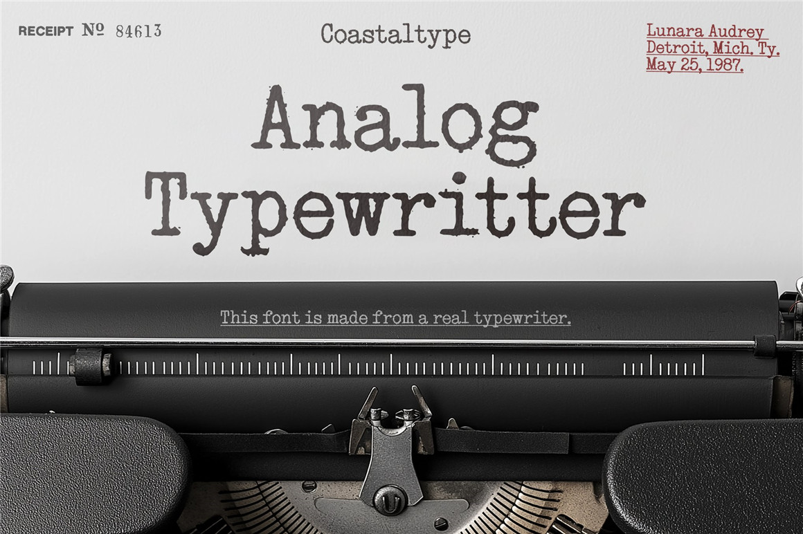 英文字体：复古老式喷墨打字机效果Logo标题衬线英文字体素材 Analog Typewriter（11220）