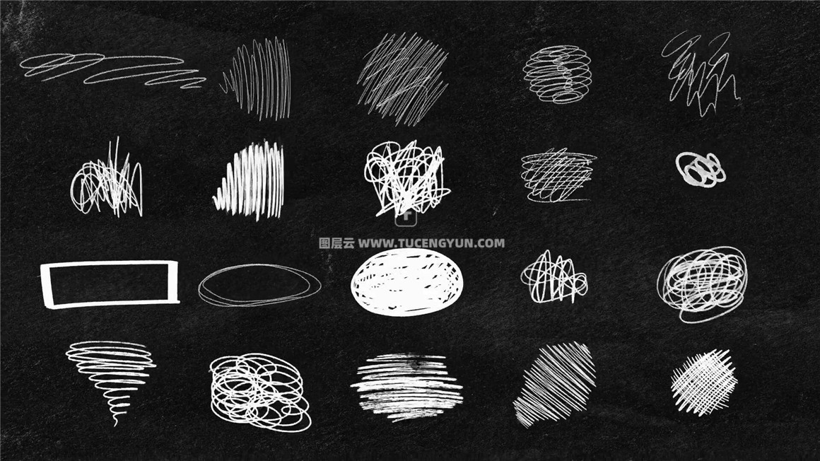 AE模板：79个复古街头马克笔艺术手绘涂鸦笔迹符号元素视频动画模板（11264）图层云