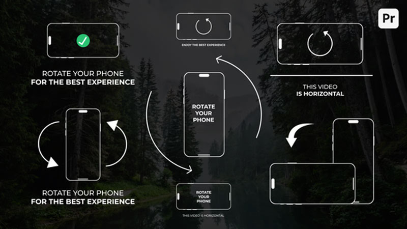 AE/PR/FCPX/达芬奇模板：手机旋转竖屏横屏演示指南动画（11285）