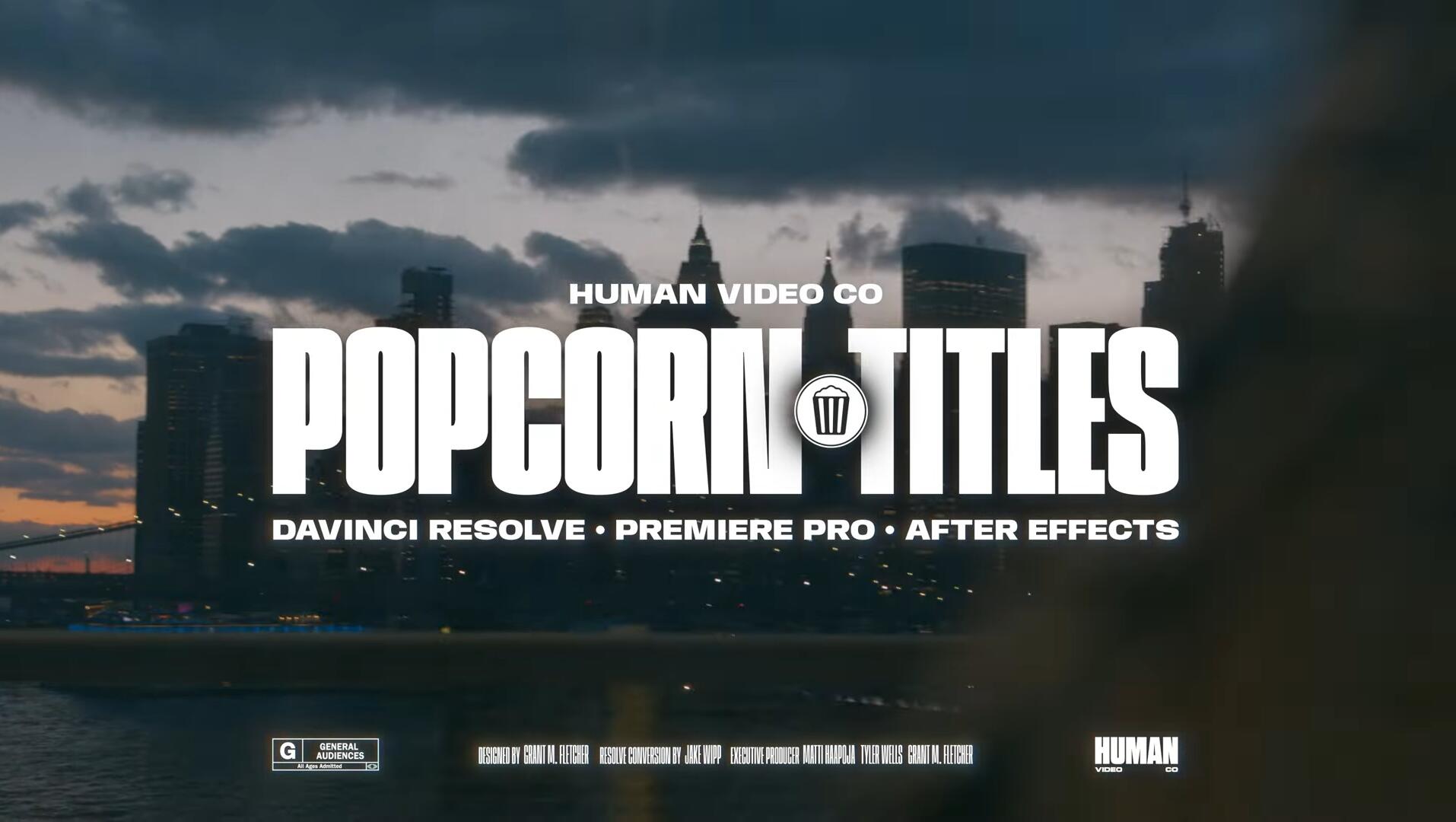 Human Video Co – POPCORN TITLES 好莱坞史诗级视觉电影海报片名标题设计效果模板预设支持AE/PR/达芬奇（11307）图层云