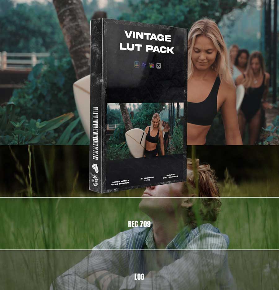 VINCENT COLORFILM VINTAGE – LUT Pack 复古电影美学胶片模拟SLOG/VLOG色彩分级视频短片LUT调色预设（11342）